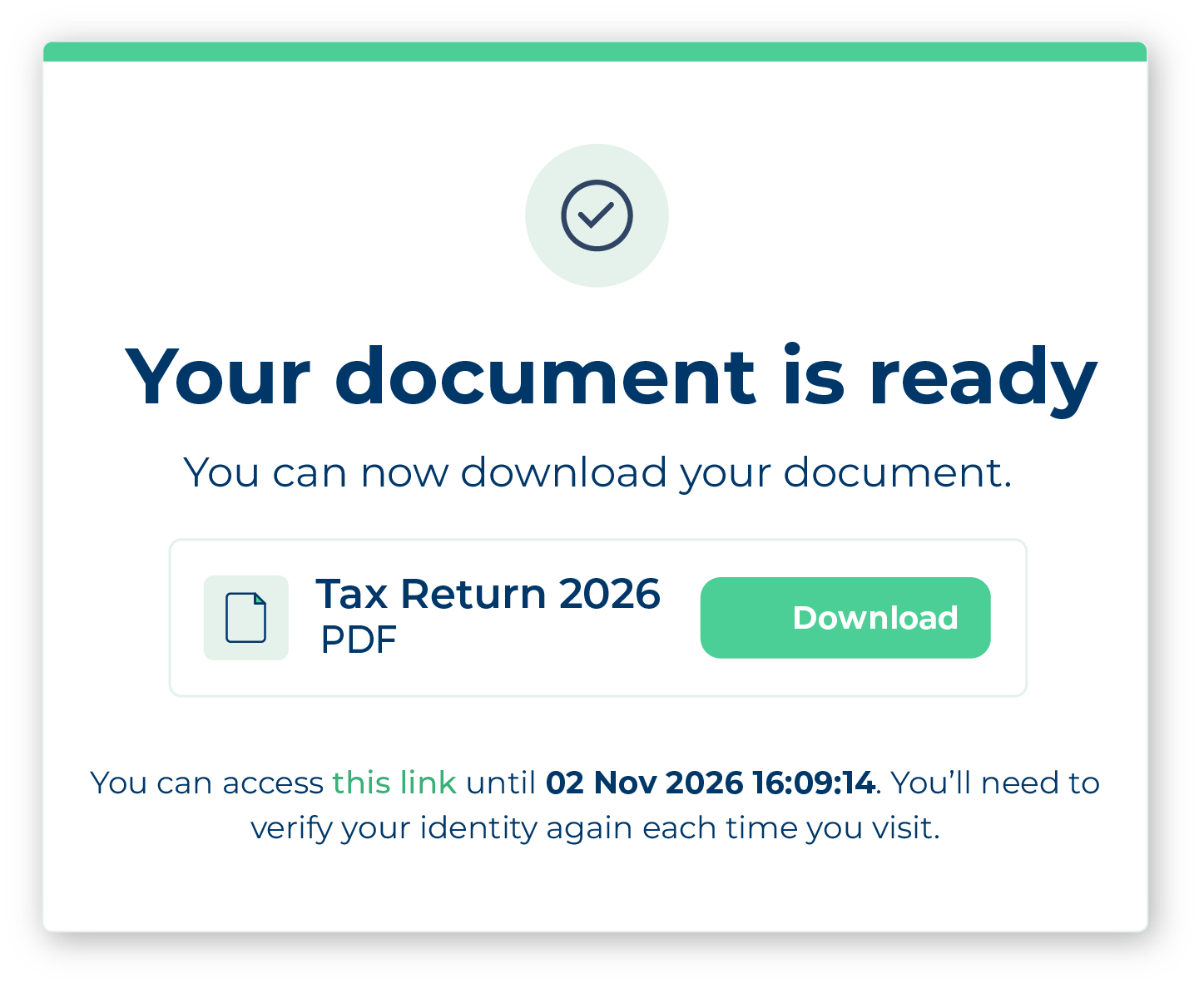 Secure Filer Sharing for Accountants Document Ready For Download